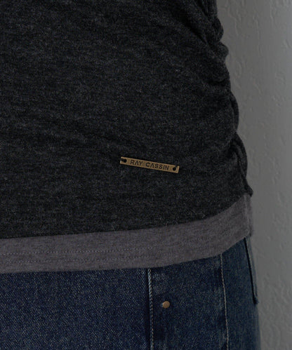 【RAY CASSIN】鉚釘裝飾疊穿長袖T恤