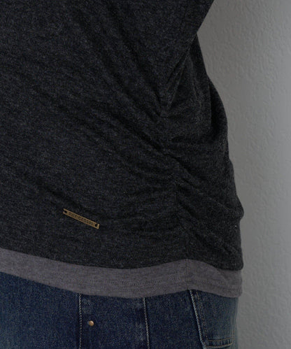 【RAY CASSIN】鉚釘裝飾疊穿長袖T恤