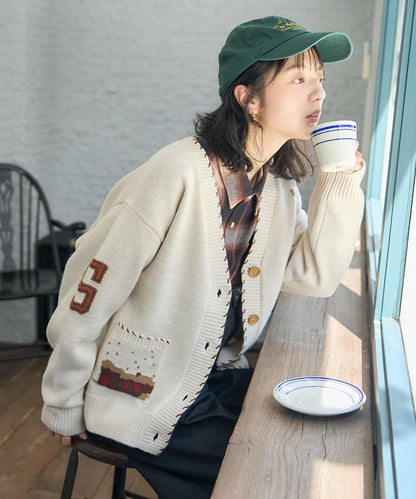 鄉村風提花針織開衫