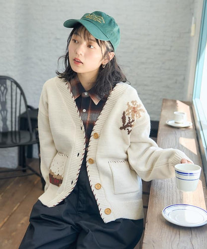 鄉村風提花針織開衫
