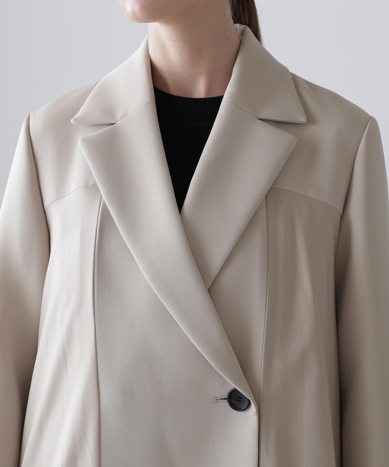 塔夫綢拼接三層交織大衣