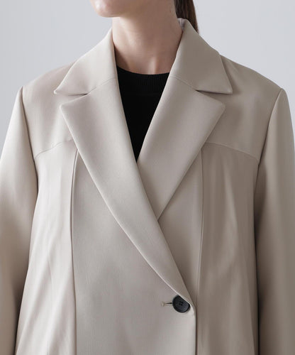 塔夫綢拼接三層交織大衣