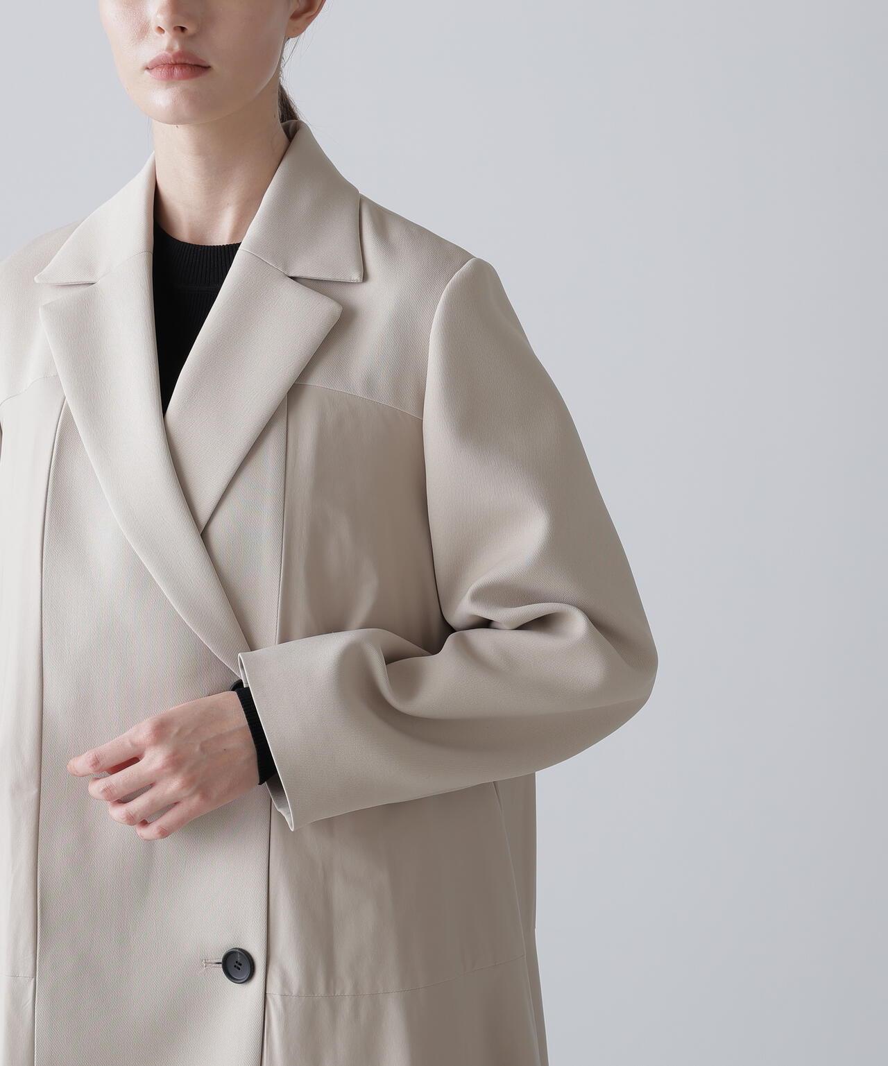 塔夫綢拼接三層交織大衣