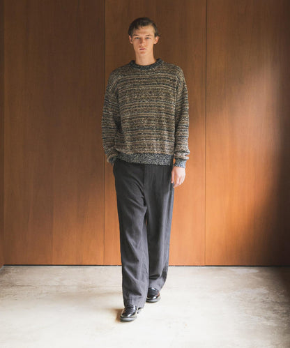 「聯名」crepuscule×URBAN RESEARCH 多色條紋混合圓領針織衫