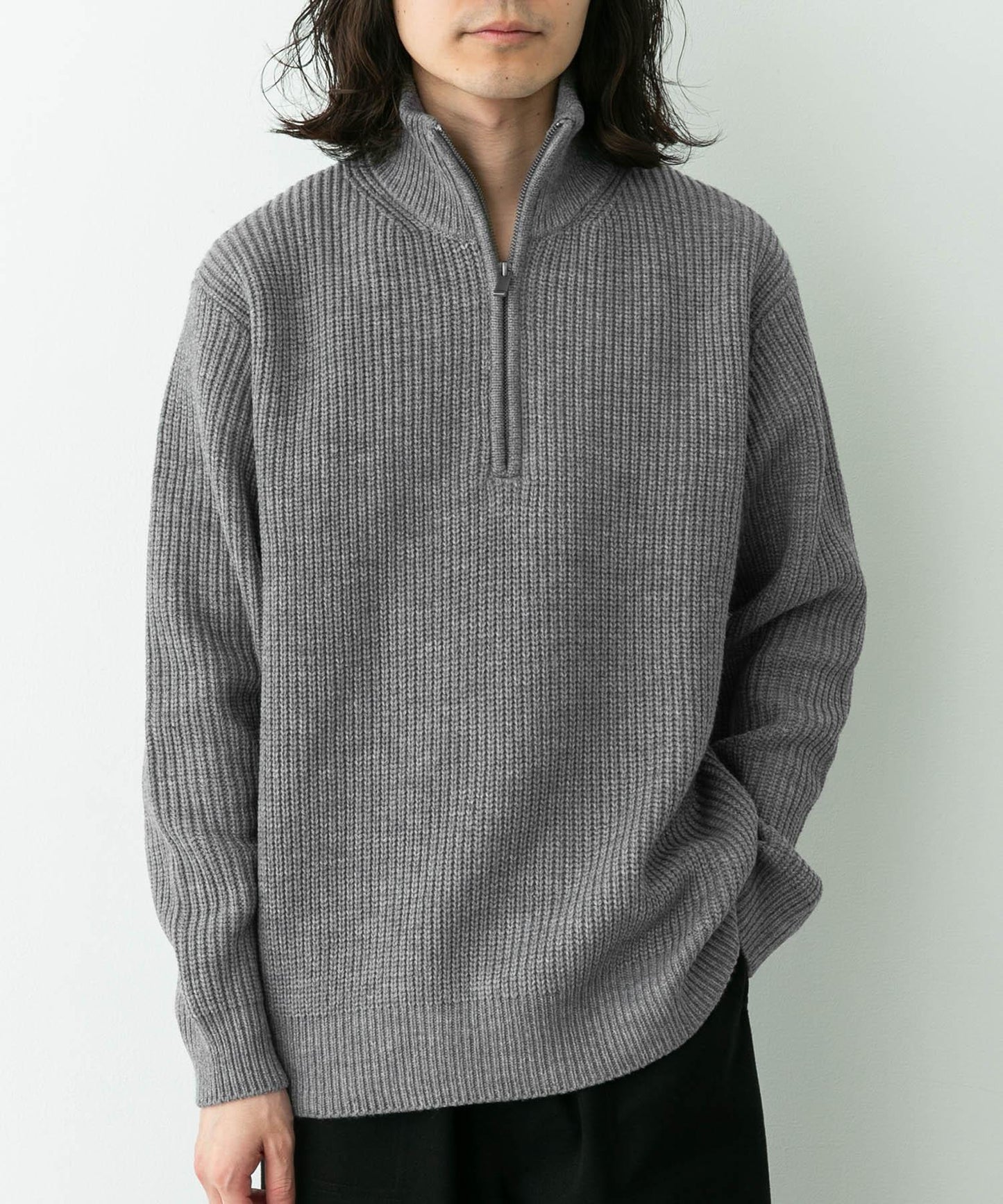 多尺碼半拉鍊針織套頭衫