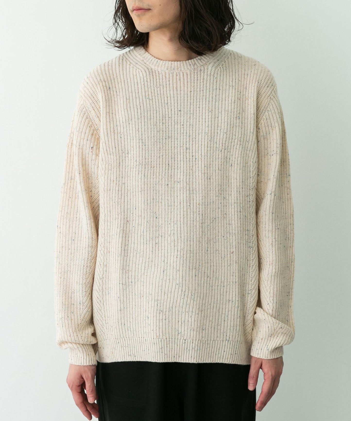 可水洗羊毛混紡圓領針織衫