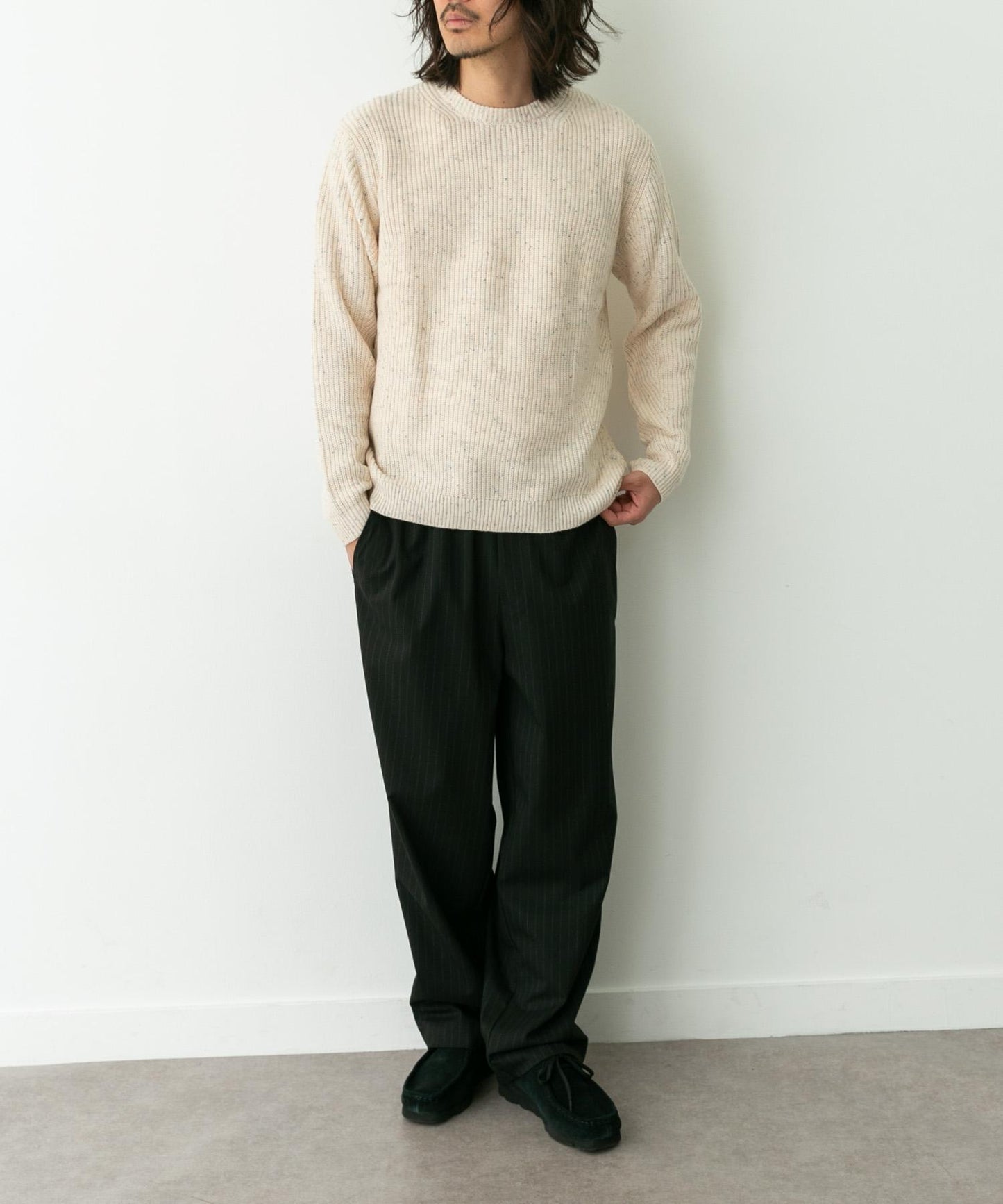 可水洗羊毛混紡圓領針織衫