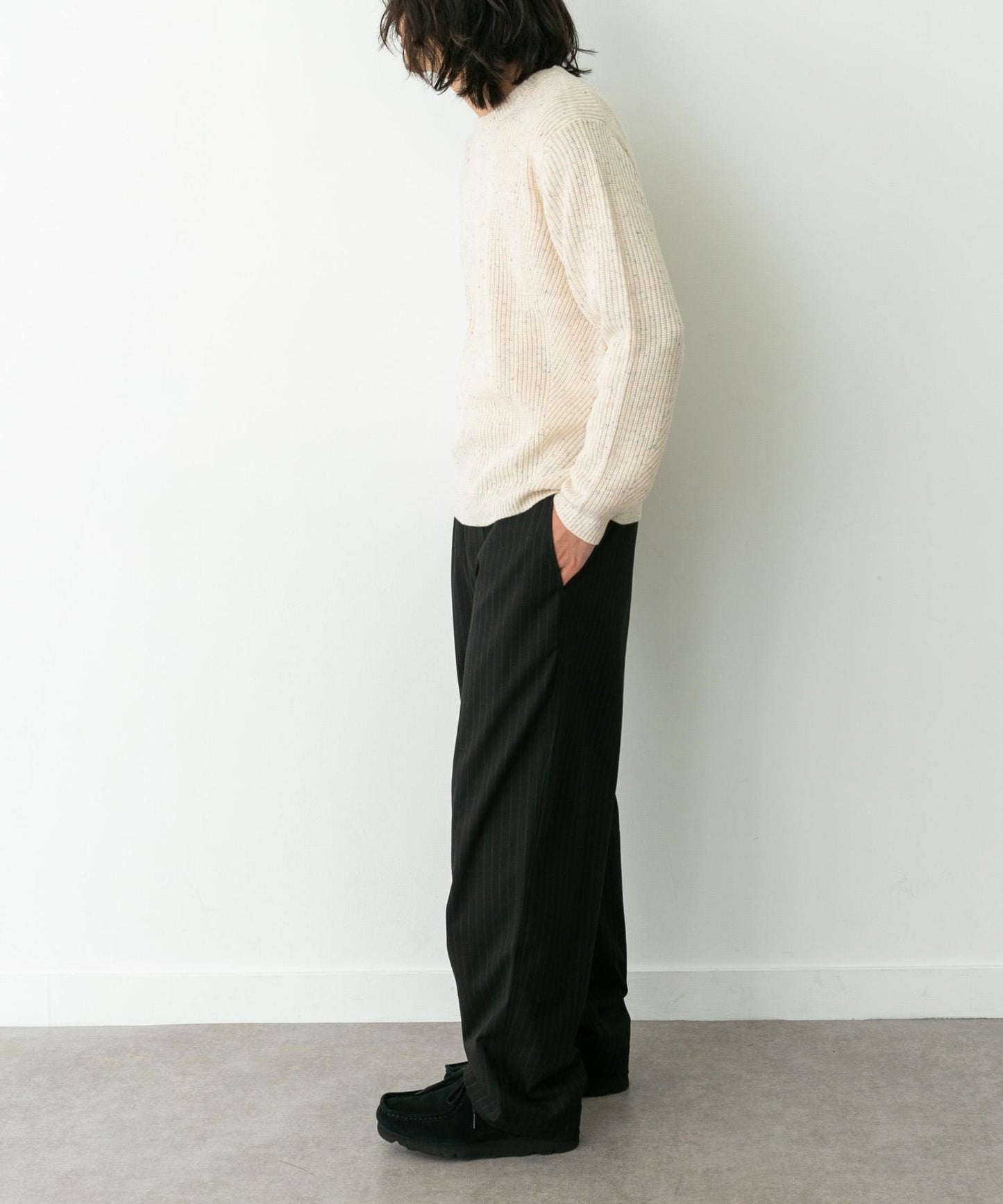 可水洗羊毛混紡圓領針織衫