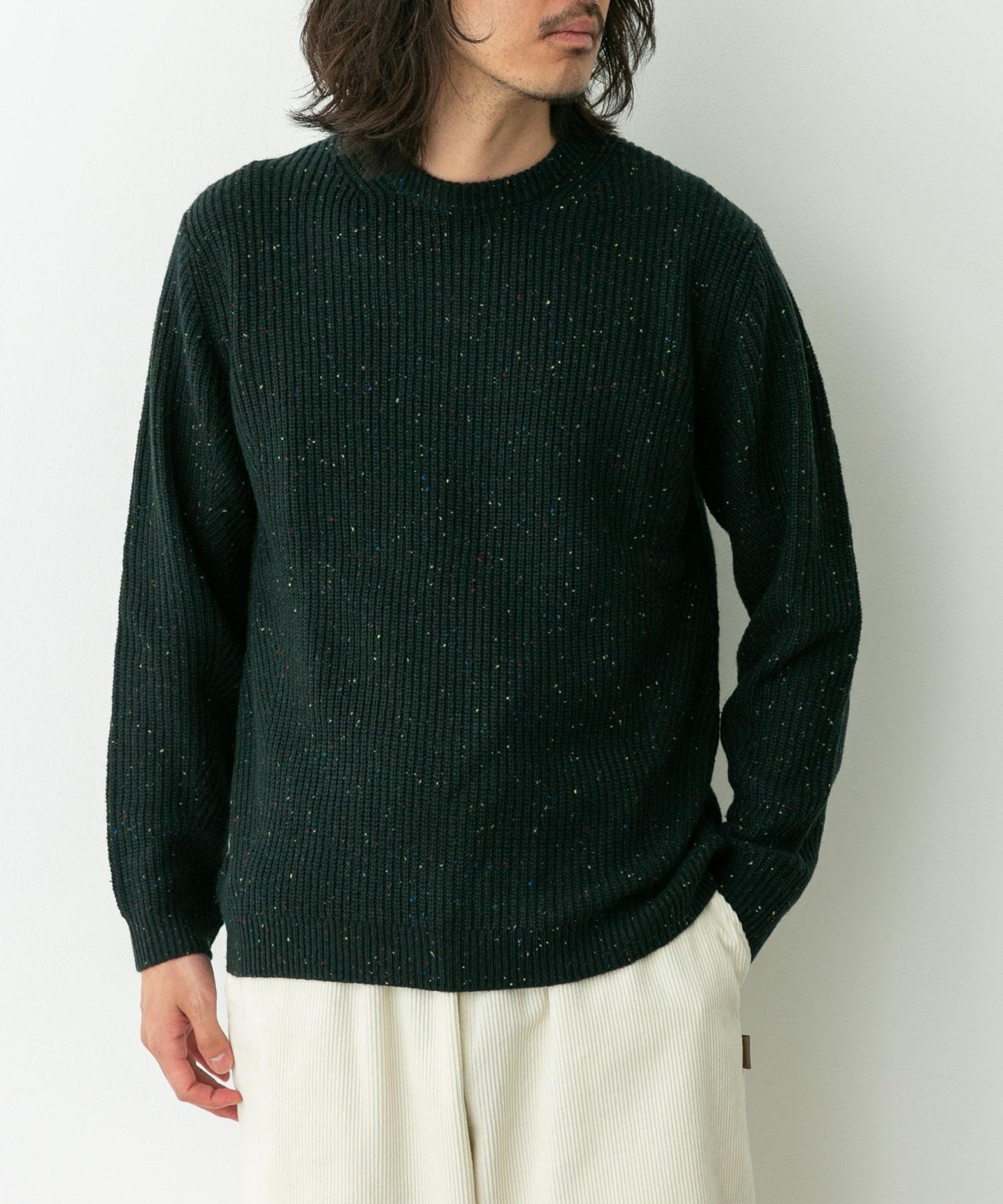 可水洗羊毛混紡圓領針織衫