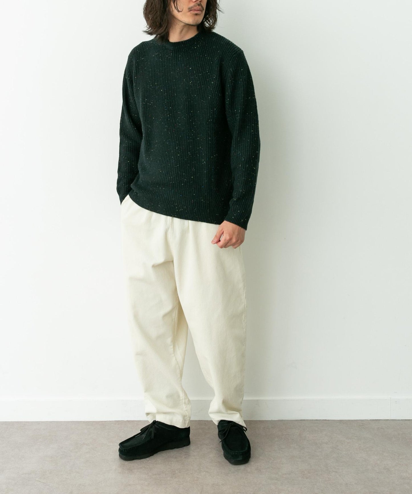 可水洗羊毛混紡圓領針織衫