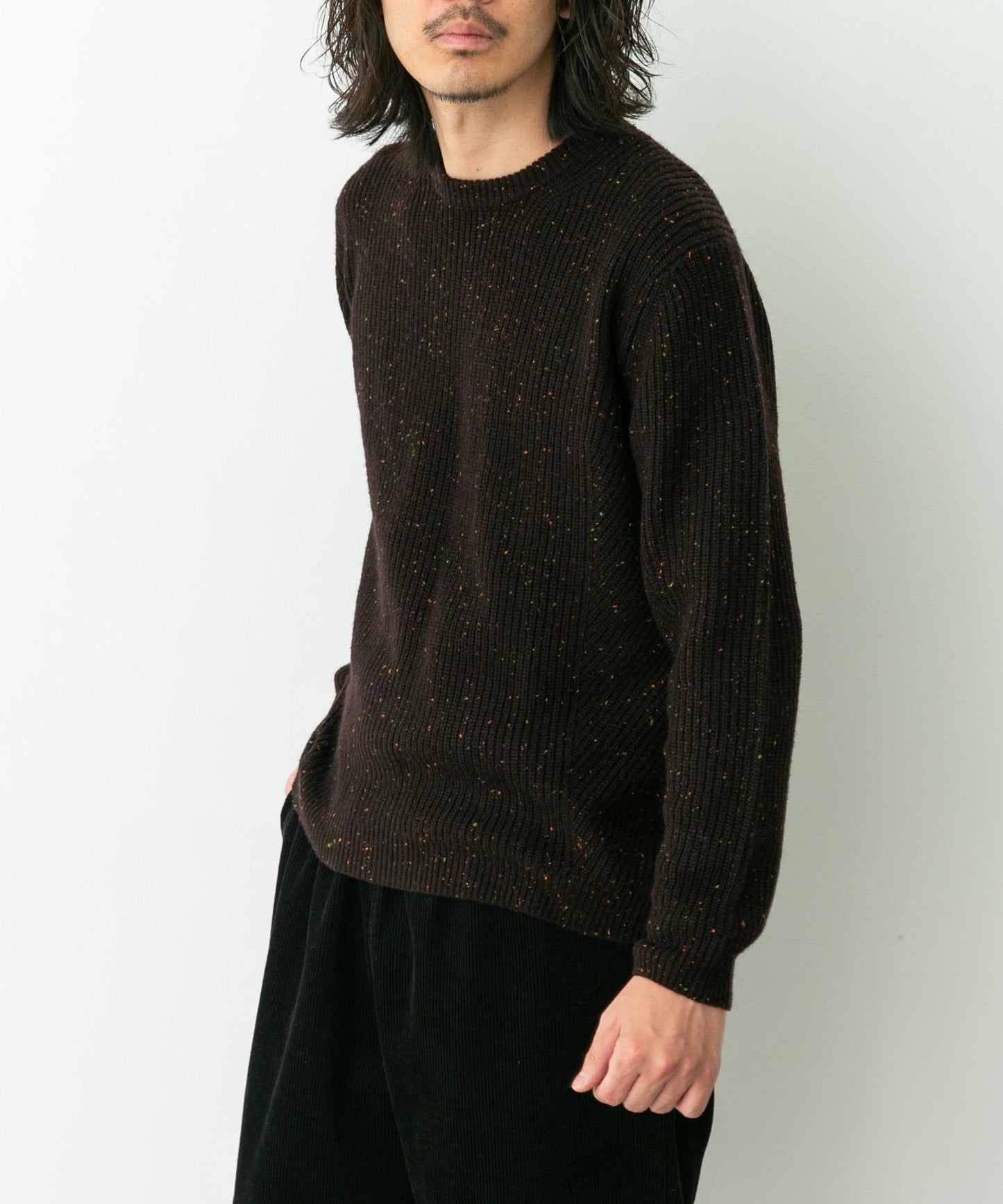 可水洗羊毛混紡圓領針織衫