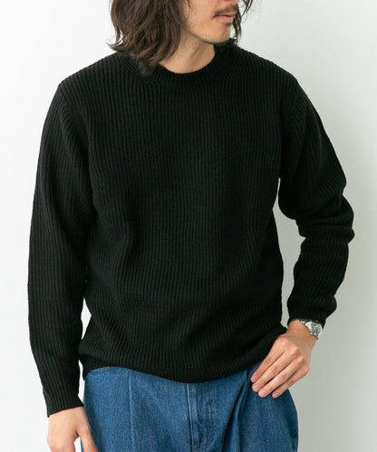 可水洗羊毛混紡圓領針織衫