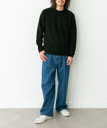 可水洗羊毛混紡圓領針織衫