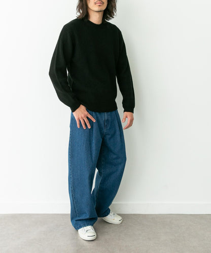 可水洗羊毛混紡圓領針織衫