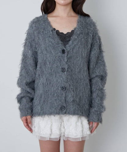 【RAY CASSIN】長毛V領寬鬆開衫