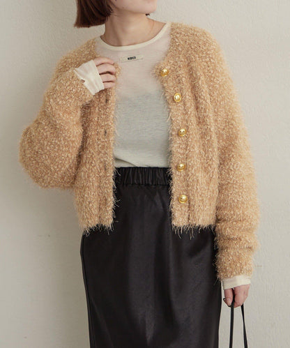 Omekashi 亮絲摩爾針織開衫