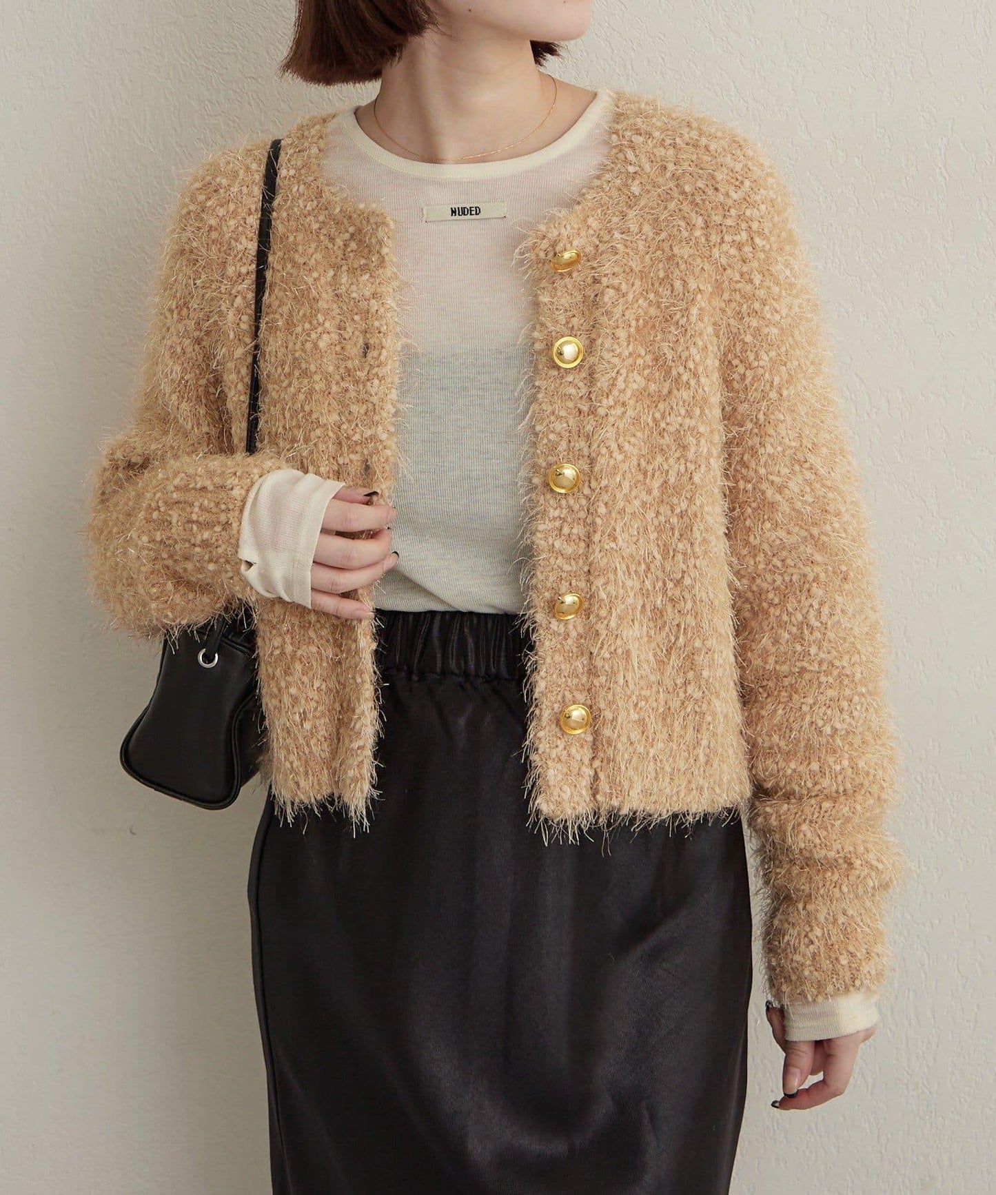 Omekashi 亮絲摩爾針織開衫