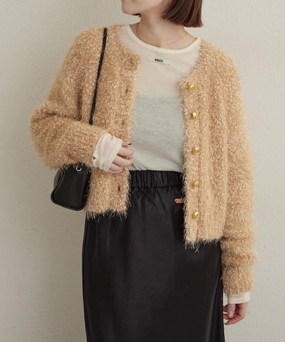 Omekashi 亮絲摩爾針織開衫