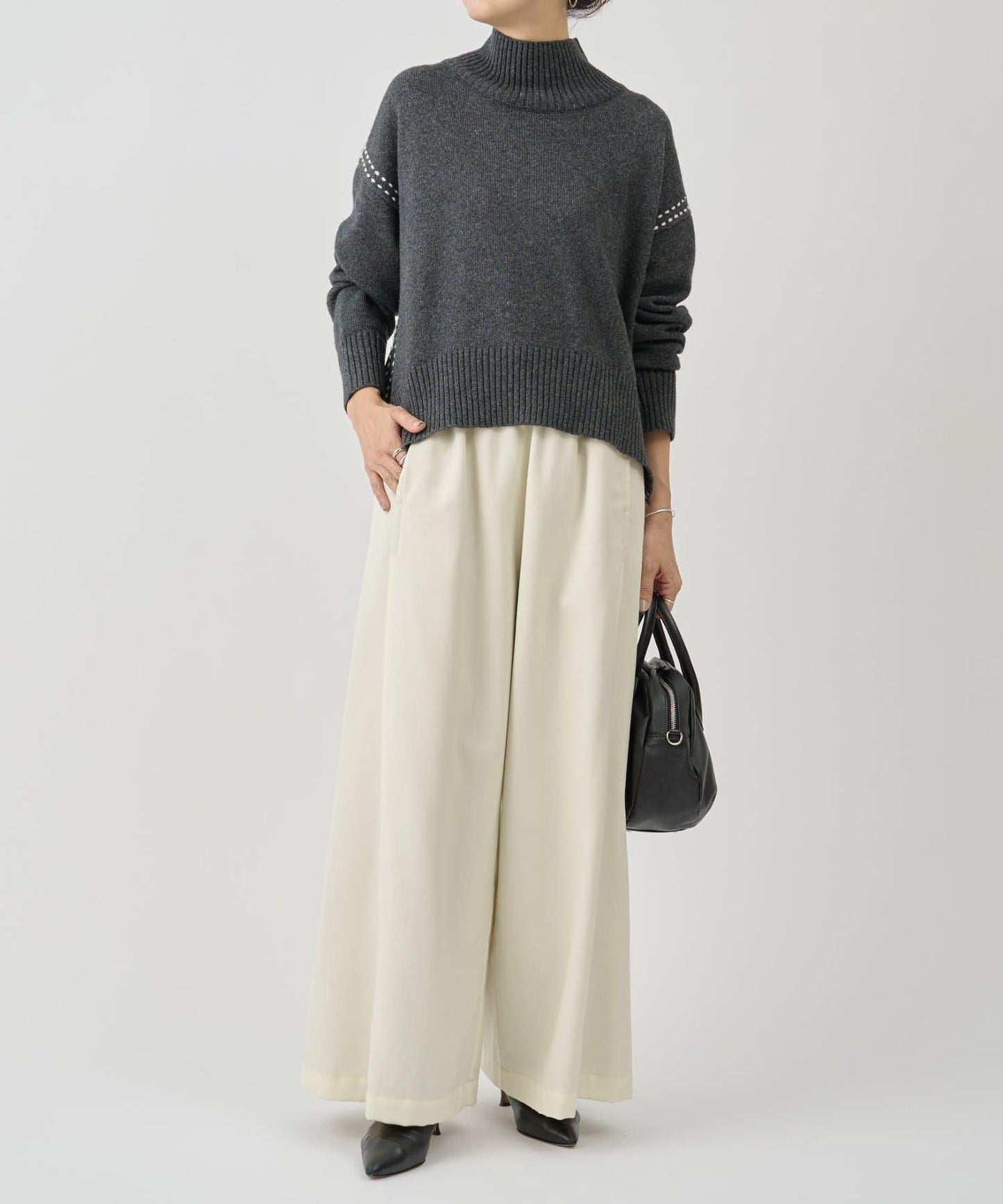 仿牛仔羊毛寬鬆長褲