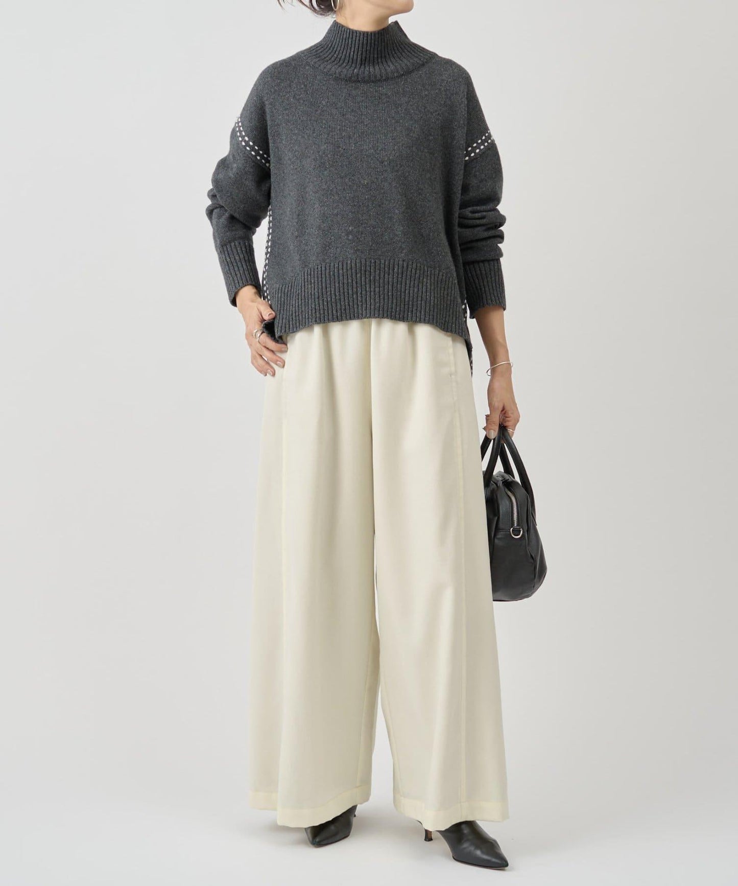 仿牛仔羊毛寬鬆長褲