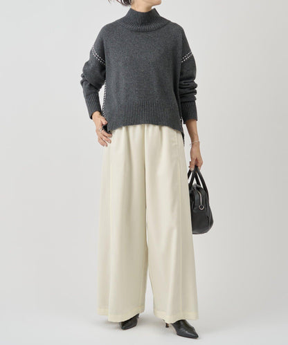 仿牛仔羊毛寬鬆長褲