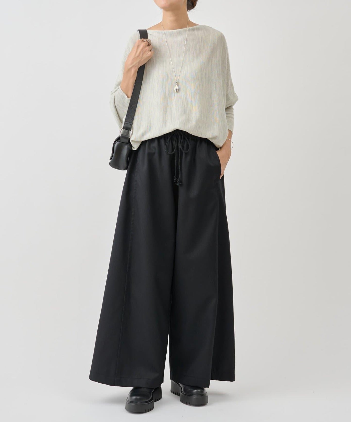 仿牛仔羊毛寬鬆長褲