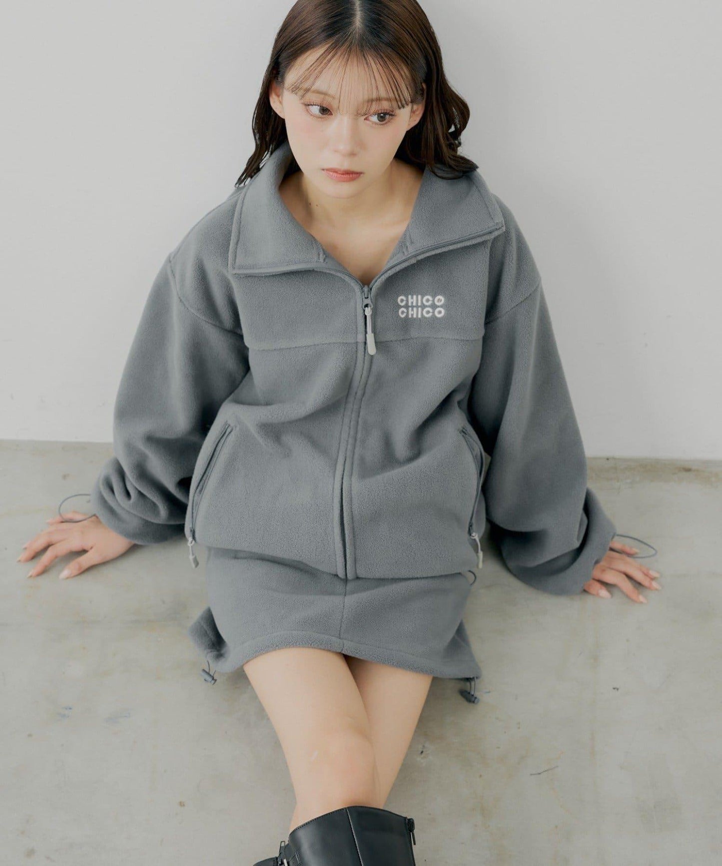 【Chico】胸前標誌抓絨上衣