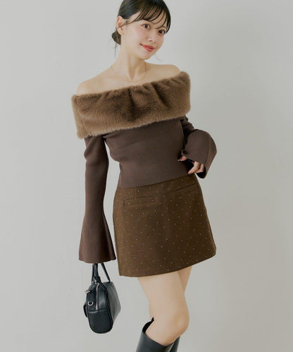 鑲鑽梯形修身迷你裙