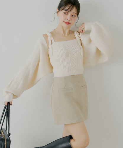 鑲鑽梯形修身迷你裙