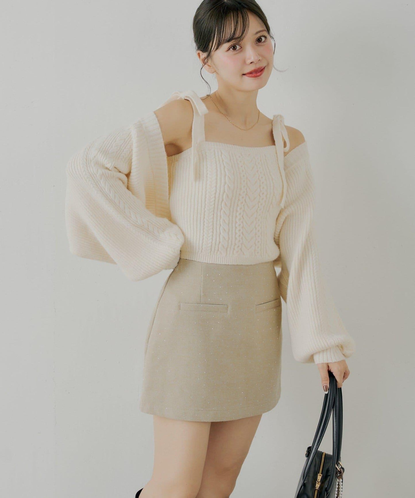 鑲鑽梯形修身迷你裙