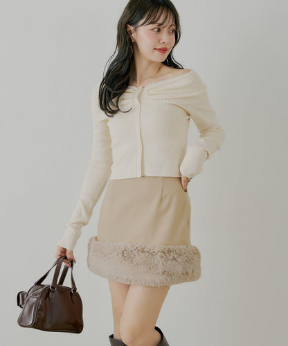 Chico 下襬毛絨 修身迷你半身裙