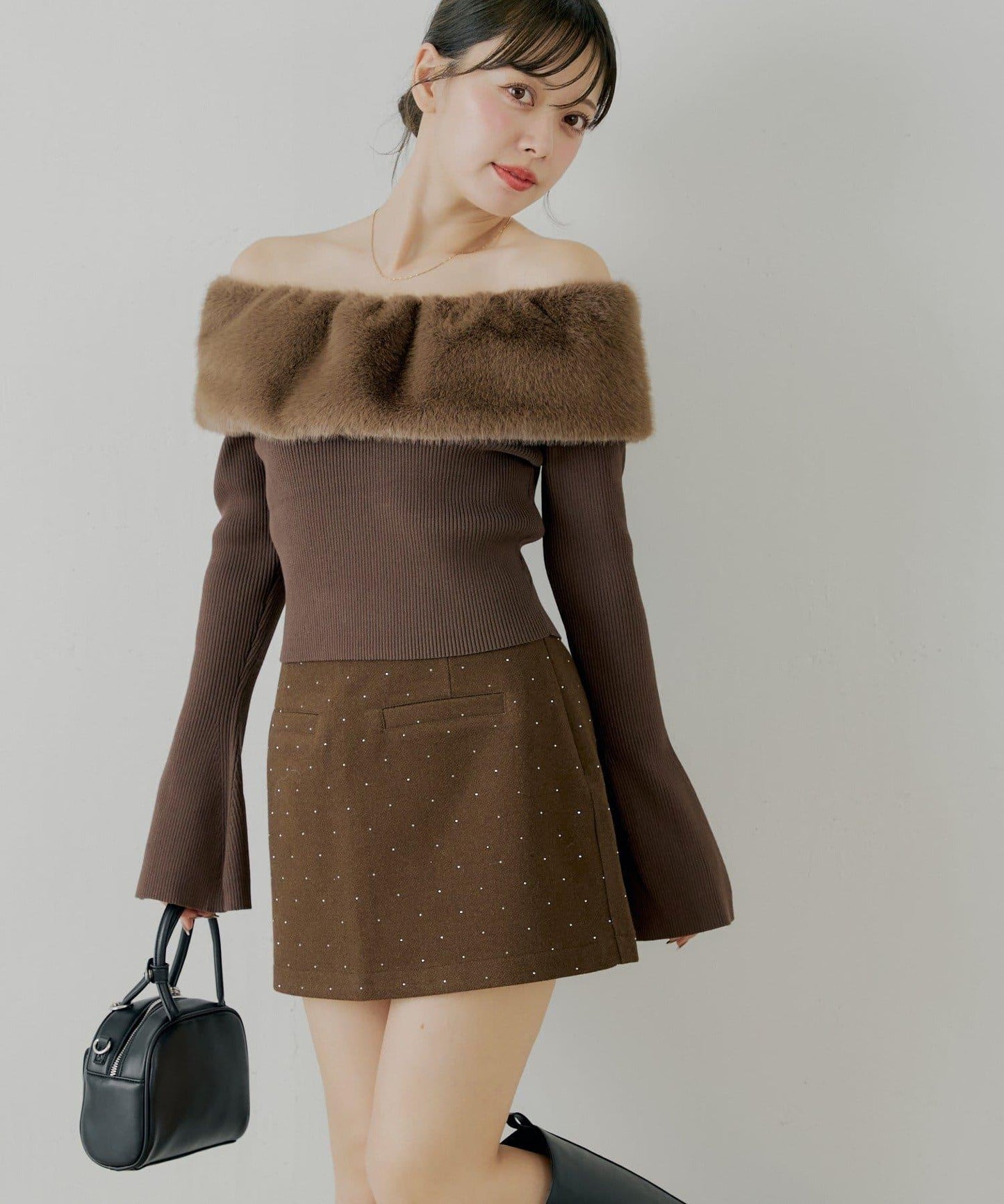 鑲鑽梯形修身迷你裙