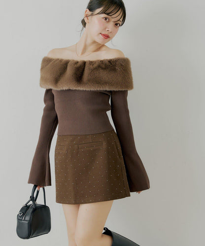 鑲鑽梯形修身迷你裙