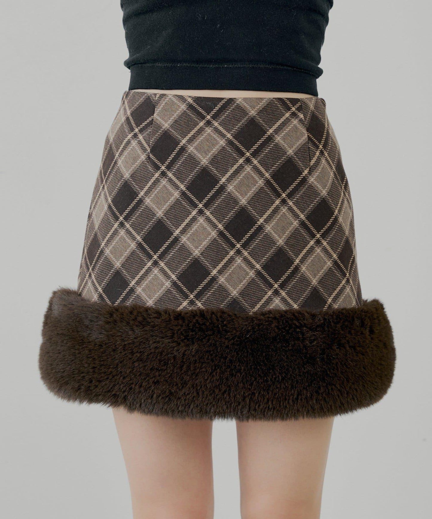 Chico 下襬毛絨 修身迷你半身裙
