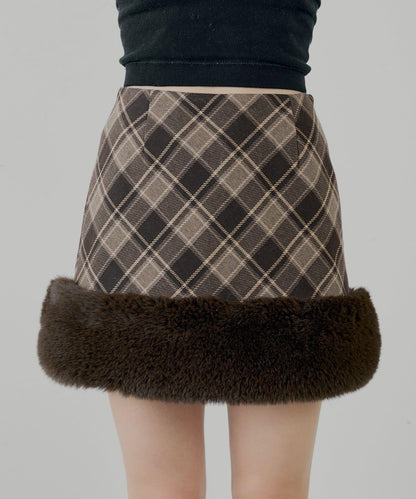 Chico 下襬毛絨 修身迷你半身裙