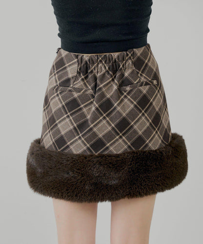 Chico 下襬毛絨 修身迷你半身裙