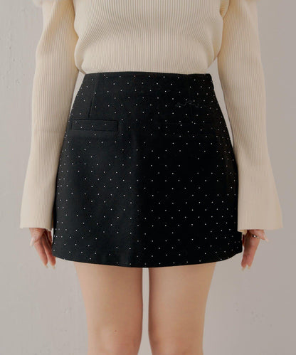 鑲鑽梯形修身迷你裙