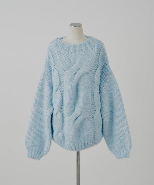 【Chico】寬鬆大麻花針織迷你連衣裙