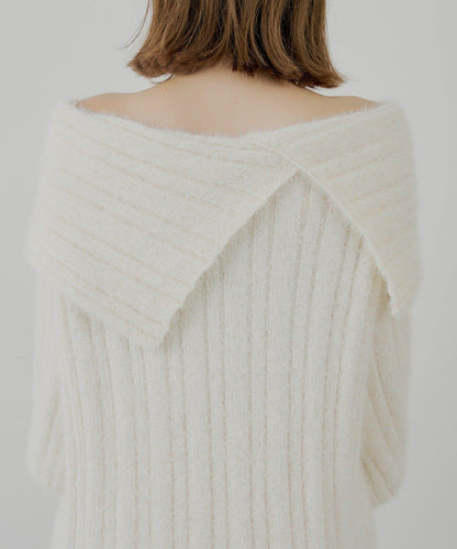 Chico 前後雙穿毛絨露肩迷你連衣裙