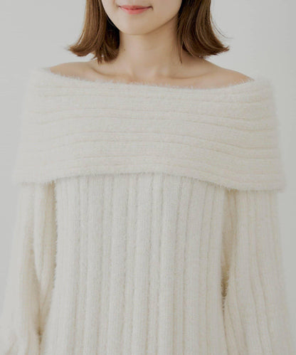 Chico 前後雙穿毛絨露肩迷你連衣裙