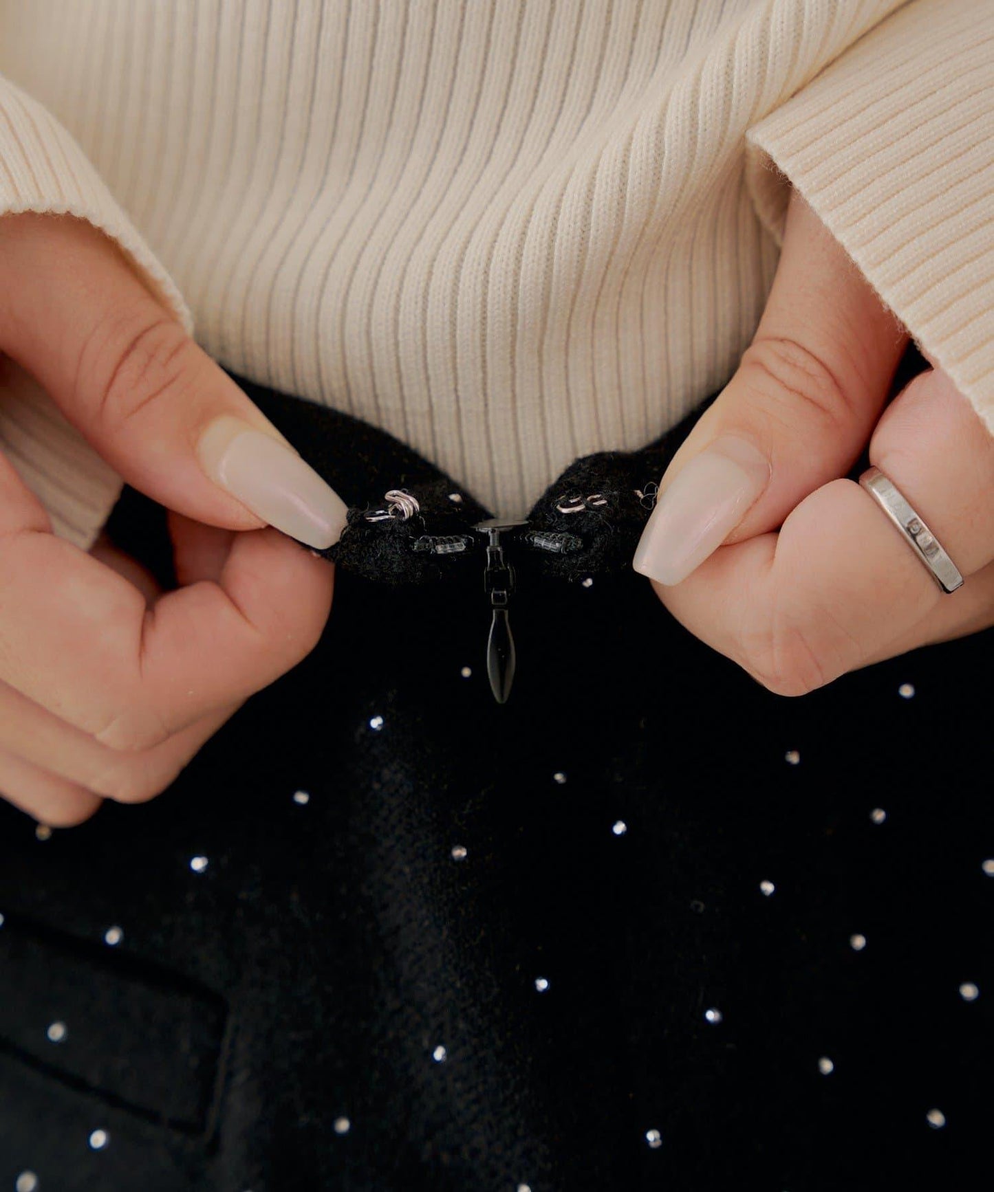 鑲鑽梯形修身迷你裙