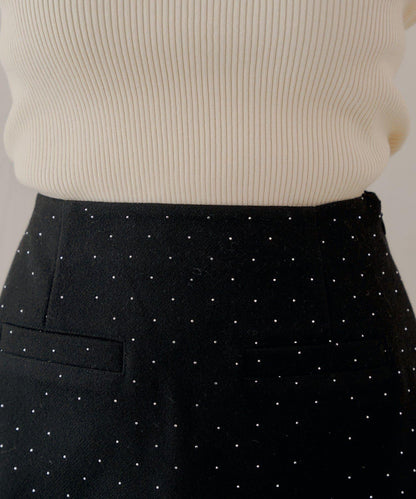 鑲鑽梯形修身迷你裙