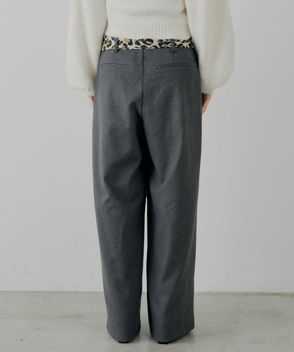 【SALON by Chico】附絲巾腰帶雙褶羊毛休閒褲