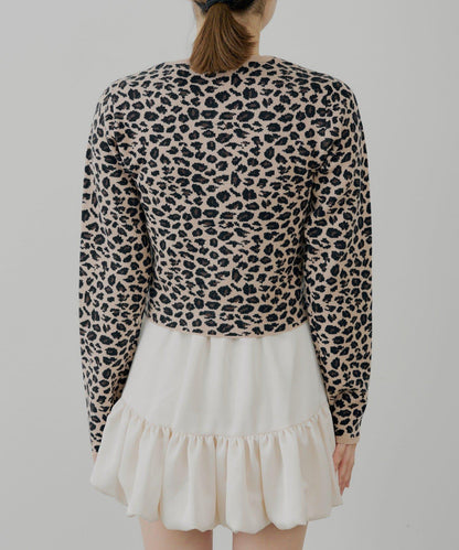豹紋短款開衫【SALON by Chico】