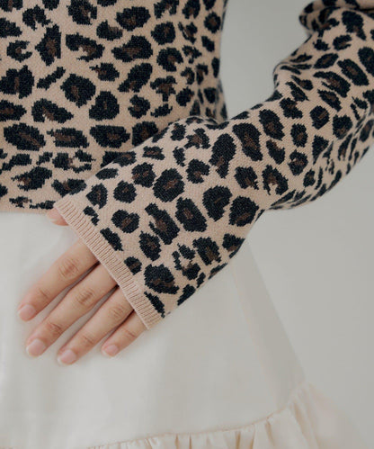 豹紋短款開衫【SALON by Chico】