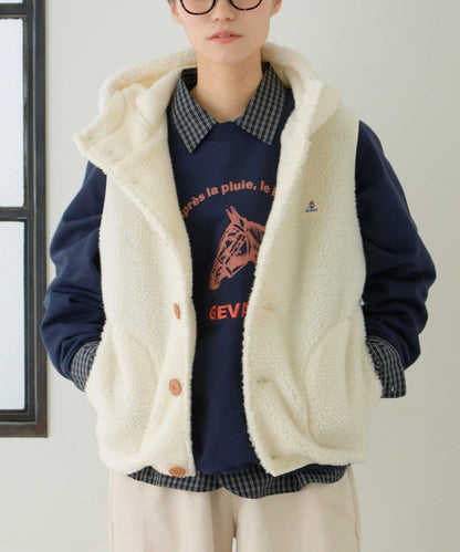 【GEVACO】羊羔絨抓絨連帽馬甲