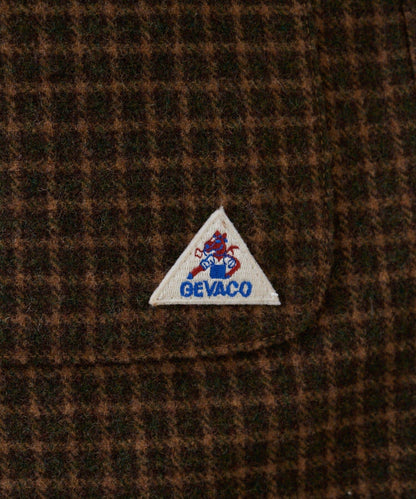 【GEVACO】格紋長款牛角扣大衣