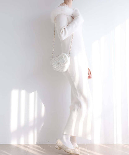 【Seemi.】毛絨裝飾針織連衣裙