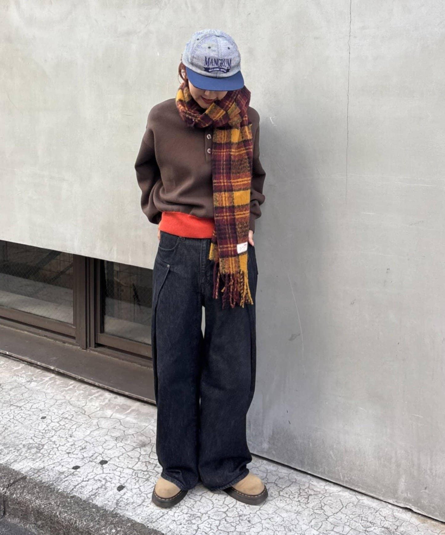 【UNISEX】格紋流蘇圍巾