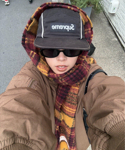 【UNISEX】格紋流蘇圍巾